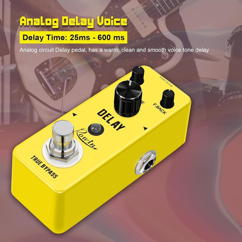 IOppWin Rowin LEF-314 Analog Delay Pedal – Mini Guitar Delay Effect with Warm, Clean & Smooth Tone, 25-600ms Delay Time, True Bypass, Metal Shell – Perfect for Beginners - Image 1